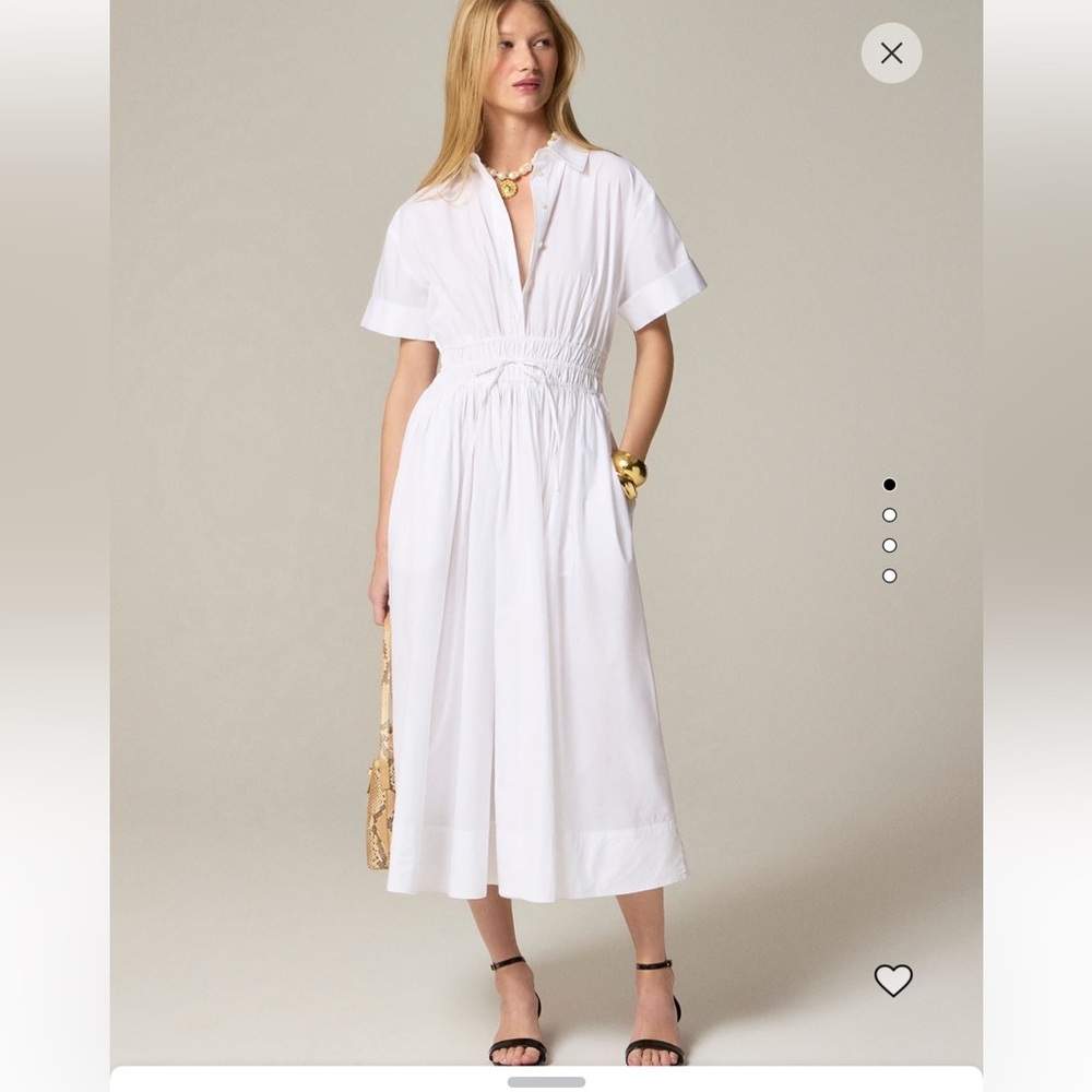 White Cotton Poplin Shirt Dress